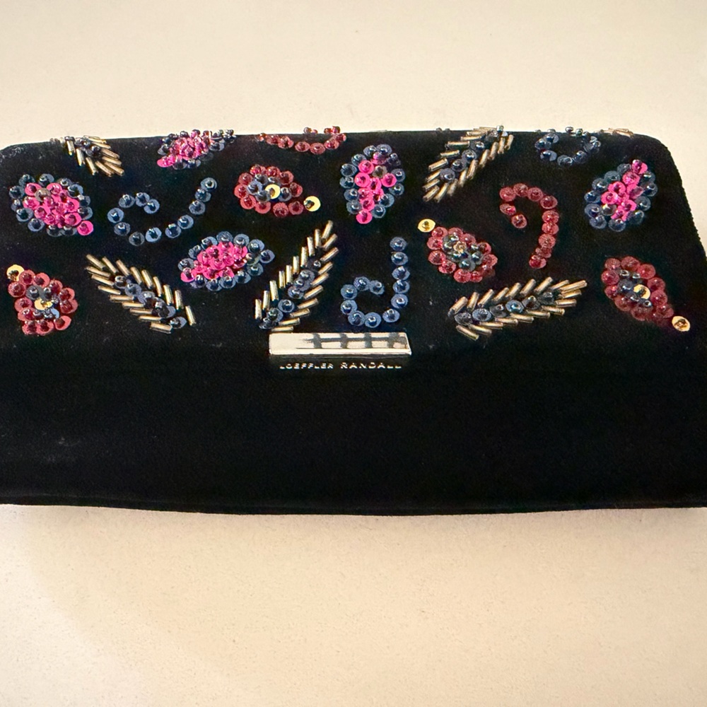 Gorgeous Black Velvet beaded evening bag by Loeffler Randall